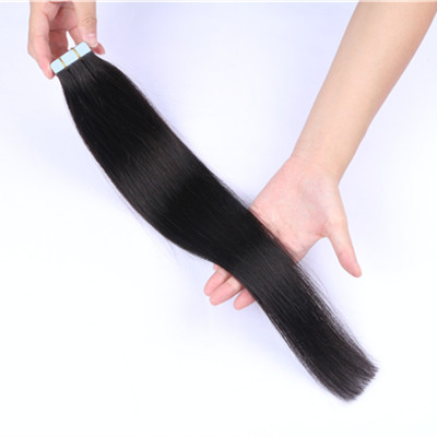 Invisible black remy human tape in hair extensions, double drawn tape in extensions.HN200